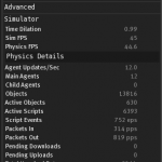 Die Statistikleiste. Die Statistikleiste von Second Life.